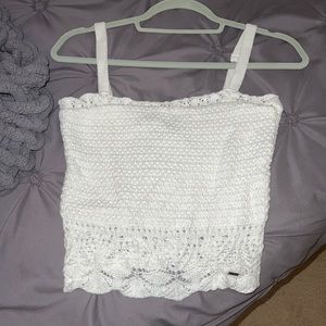 crocheted white tank top